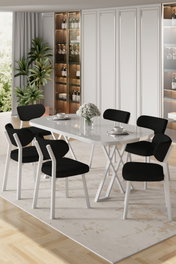 Hanah Home Axton Juego de Comedor de 7 Piezas Blanco y Negro